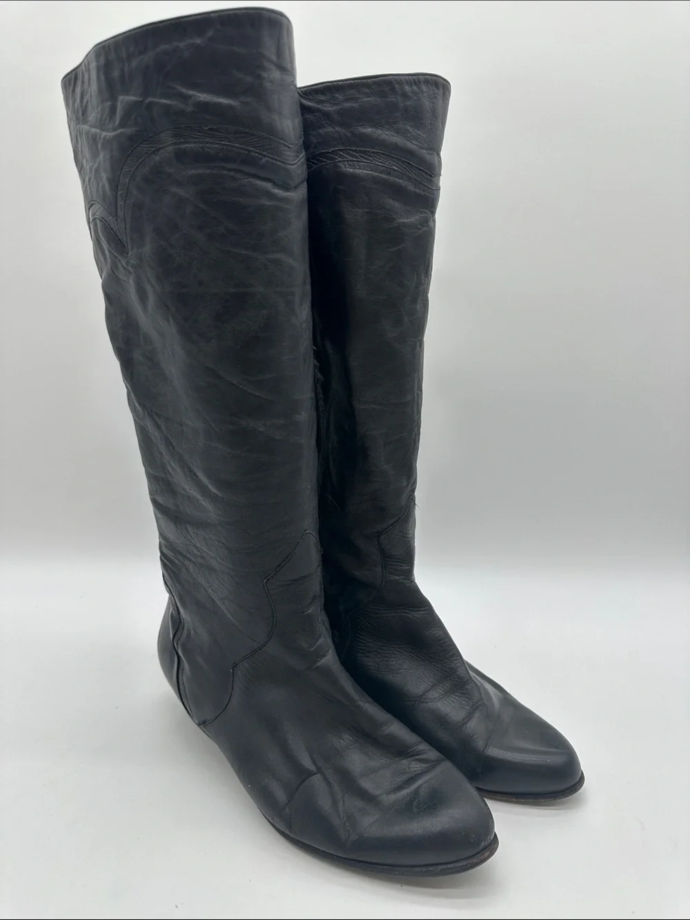 Vintage Black Leather Western Boots